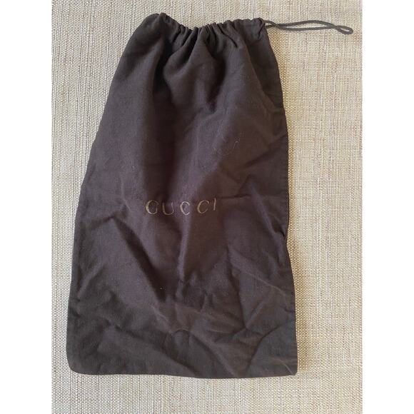 GUCCI Shoe Cotton Dust Bag Brown Gold Print Drawstring Italy - Picture 2 of 6